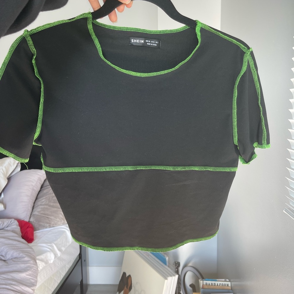 Black x Neon Green Crop Top